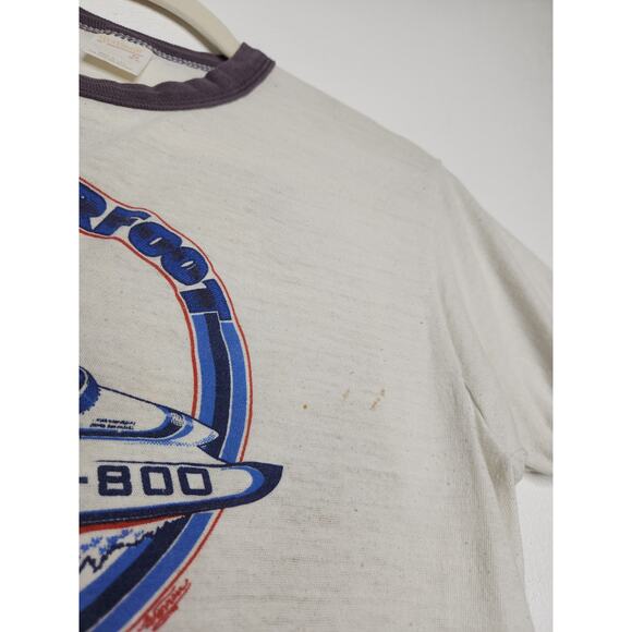 Vintage 70s 80s Ringer Featherfoot Scandia Down Shops Boat Racing Sportswear Med - Picture 4 of 9